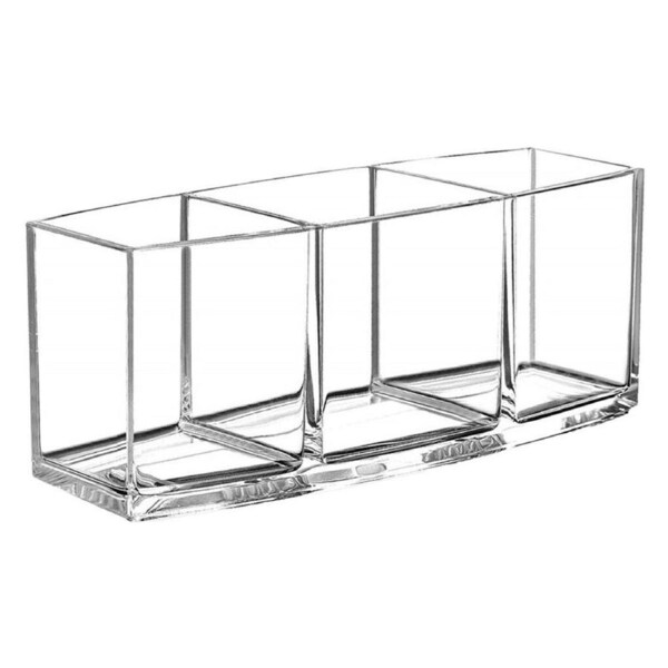 Makeup Brush Holder Organizer Clear Cosmetic Brushes Acrylic Storage Case - 3 Slot