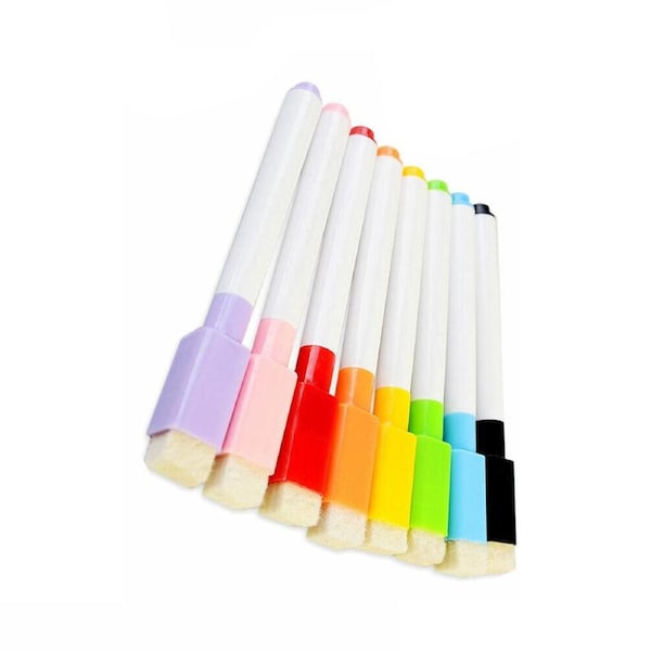 Whiteboard Marker Pens Dry Wipe Erase Magnetic Eraser Lid Cap - 8pcs