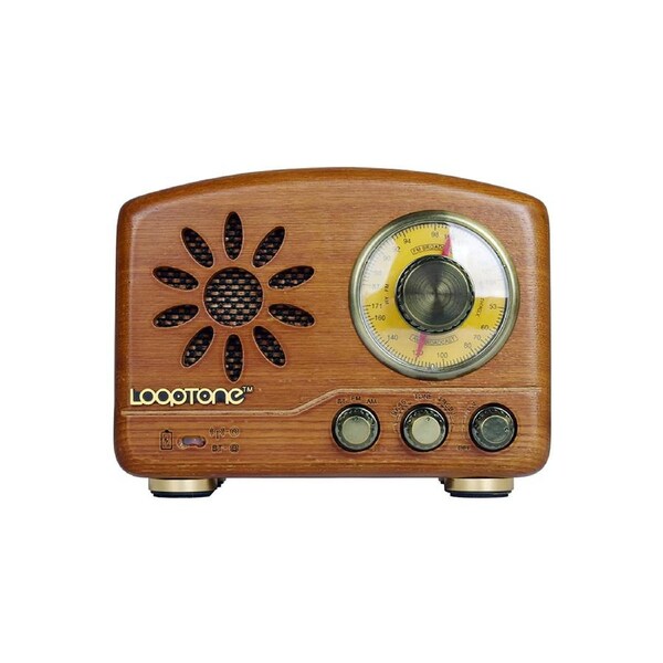 Vintage Hardwood AM/FM Bluetooth Radio Classic Retro Radio with Tone Control