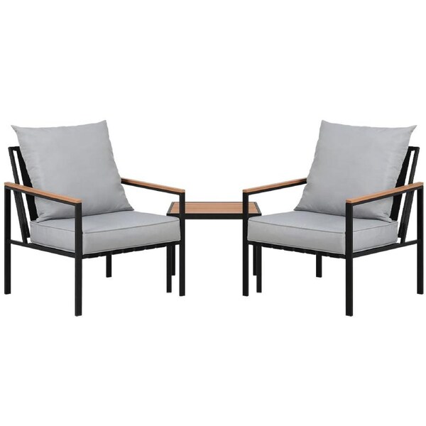 Outdoor Furniture Lounge Setting Bistro Chairs Table Patio Set - 3pcs