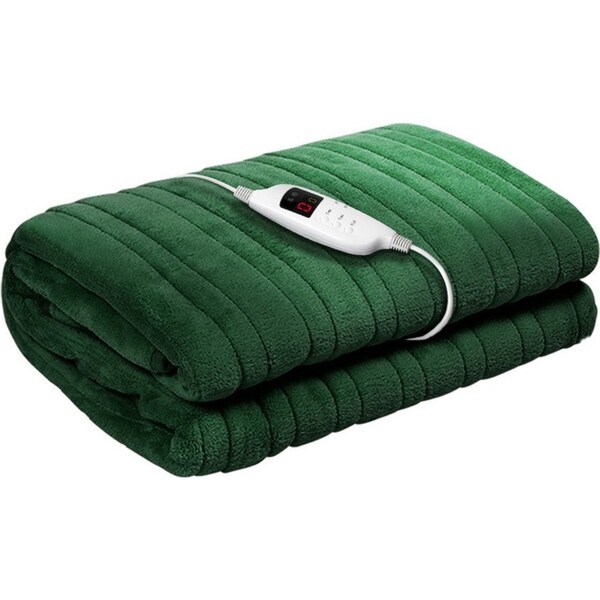 Electric Heated Blanket Flannel Washable Throw Rug - Winter Green