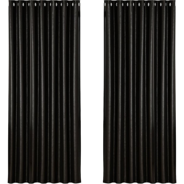 2X Blockout Curtains Blackout Window Curtain Eyelet 240x230cm Black