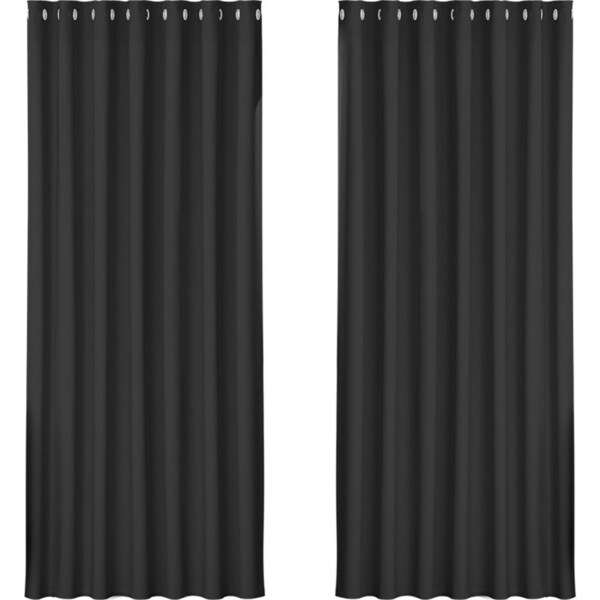 2X Blockout Curtains Blackout Window Curtain Eyelet 240x230cm Black