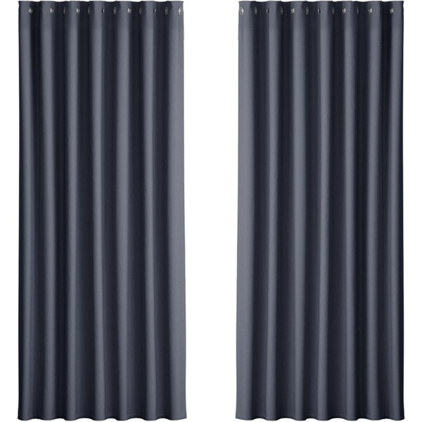 2X Blockout Curtains Blackout Window Curtain Eyelet 240x230cm Charcoal
