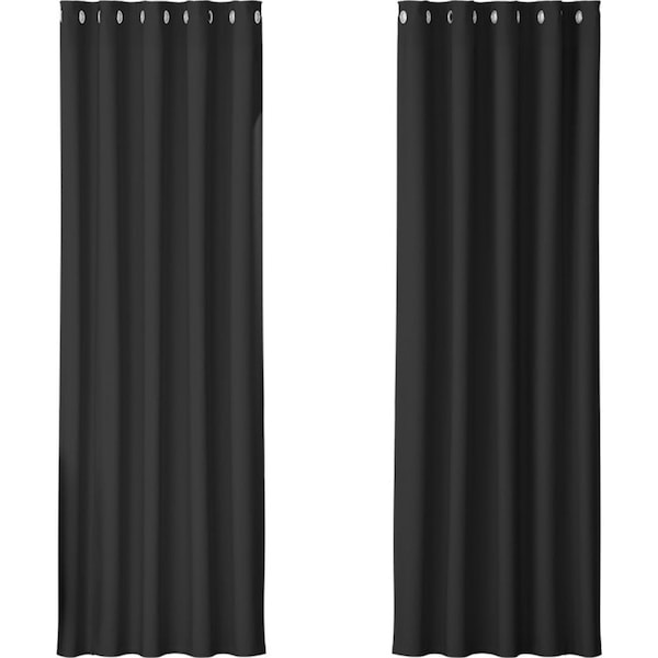 2X Blockout Curtains Blackout Window Curtain Eyelet 180x213cm Black