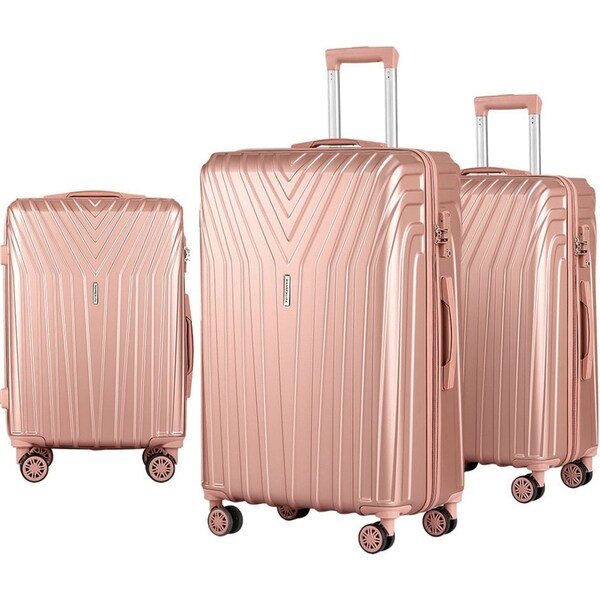 3pc Luggage 20'' 24'' 28'' Trolley Suitcase Sets Travel Hard Case Lightweight Pink
