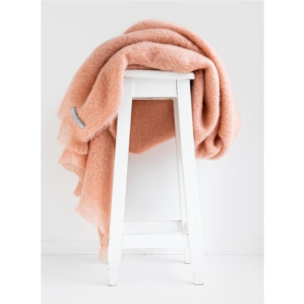 Masterweave Windermere Mohair Throw Rug Blanket -Blush