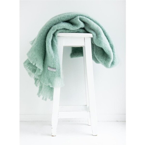 Masterweave Windermere Mohair Throw Rug Blanket -Mint