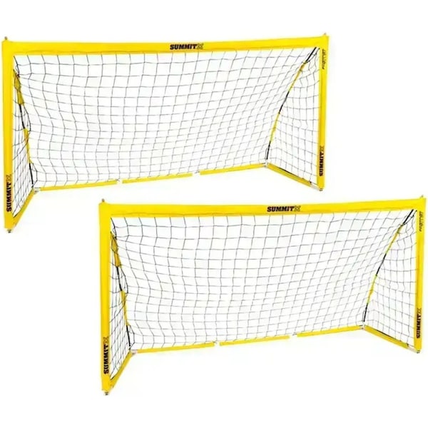 2x Summit Pop Up Fastnet Soccer Goal Futsal Football Portable Flexible 1.5m x 0.9m