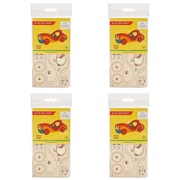 4x 8pc Ugears 3D Colouring/Painting Car DIY Wooden Puzzle Kit/Model Gift Set 5+