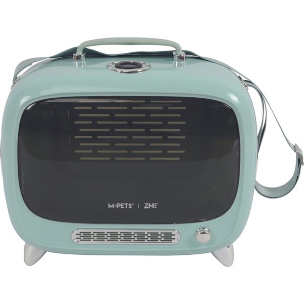 M-Pets 44cm Sixties TV Dog/Cat Pet Portable Transport Carrier Travel Cage Blue