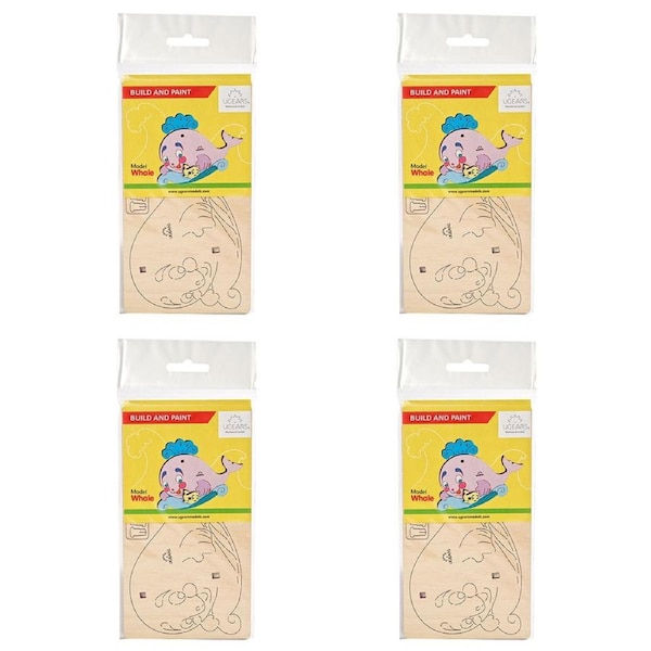 4x 8pc Ugears 3D Colouring/Painting Whale Wooden Puzzle Kit/Model Gift Set 5+C