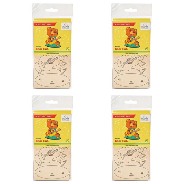 4x 8pc Ugears 3D Colouring/Painting Bear DIY Wooden Puzzle Kit/Model Gift Set 5+