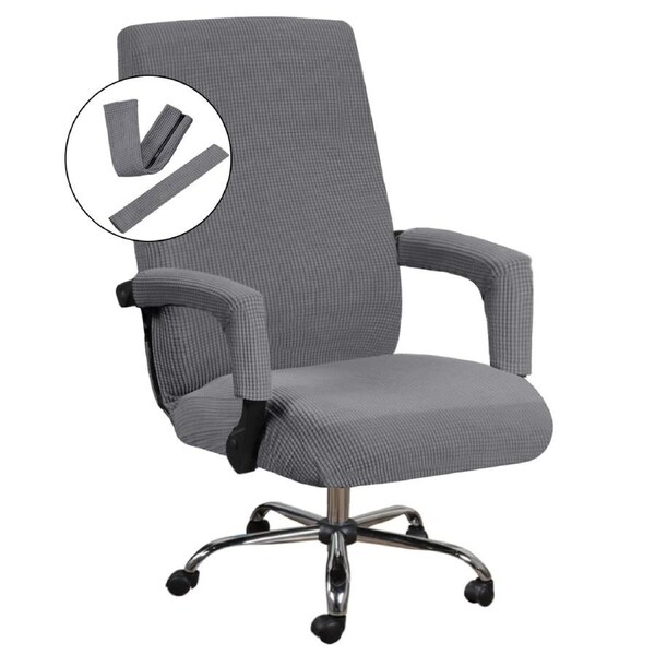 Office Chair Cover Stretch Cover Slip Cover with Armrest Modern Simplism Soft Grey