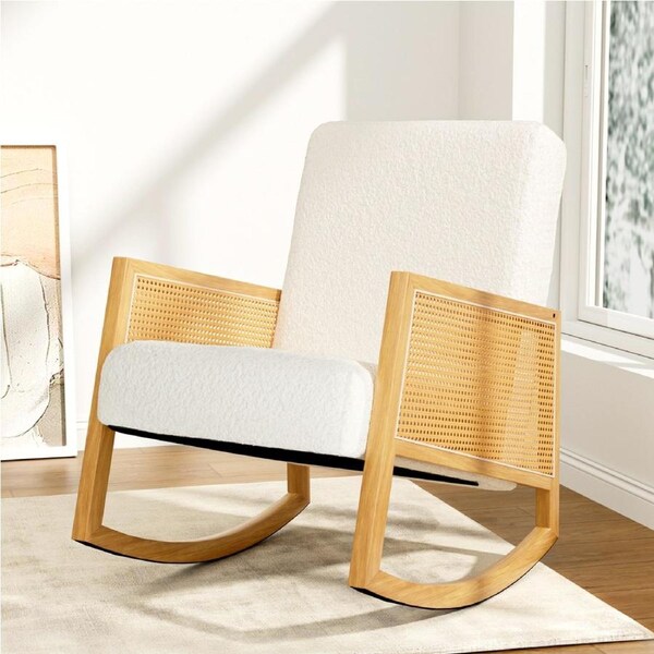 1 Seater Artiss Armchair Rocking Boucle Rattan