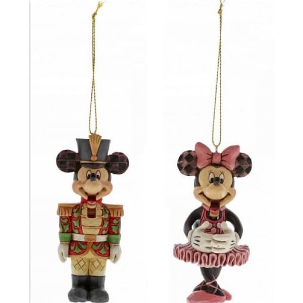Disney Traditions by Jim Shore - Mickey & Minnie Nutcracker Hanging (2) Ornaments 9cm