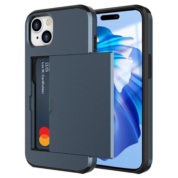 ZUSLAB for Apple iPhone 15 Plus Case Slide Armor Card Holder Protective Shockproof Hard Back Cover (2023) - Dark Blue