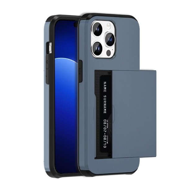 ZUSLAB for Apple iPhone 15 Pro Case Slide Armor Card Holder Protective Shockproof Hard Back Cover (2023) - Dark Blue