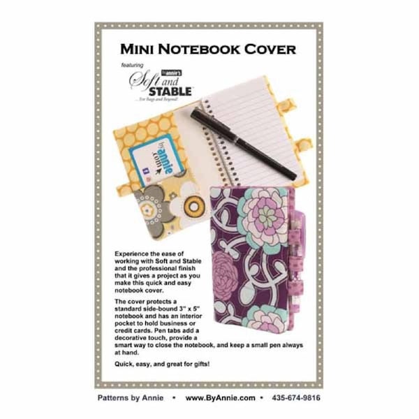 Quilting Sewing By Annie Mini Notebook Cover Pattern