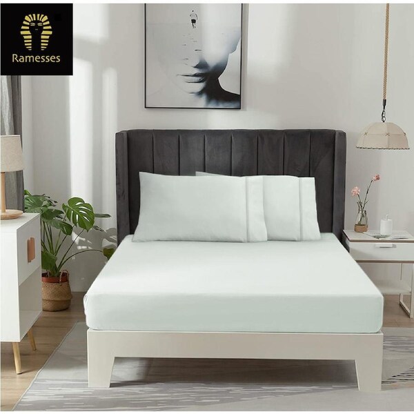 Ramesses 1200TC Egyptian Cotton Fitted Sheet Combo Set King / Ice Blue
