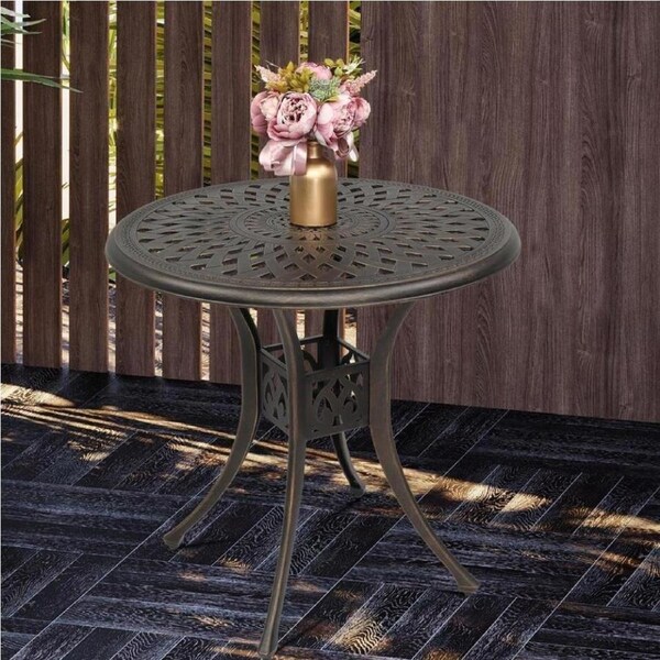 Outdoor Bistro Table Garden Patio Furniture Aluminium Dining Coffee Bronze 78cm