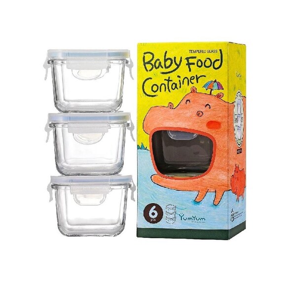 Glasslock 3 Piece Baby Food Container Set With Lids - Square