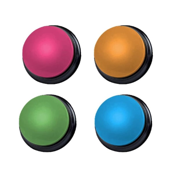 Tech4Pets Talking Buttons - Speak with Your Pet - 4 Pack with Vibrant Colors
