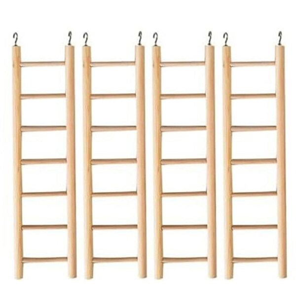 4x Nature Island 29.5cm Plain Wooden 7 Step Bird Pet Exercise Climb Toy Ladder