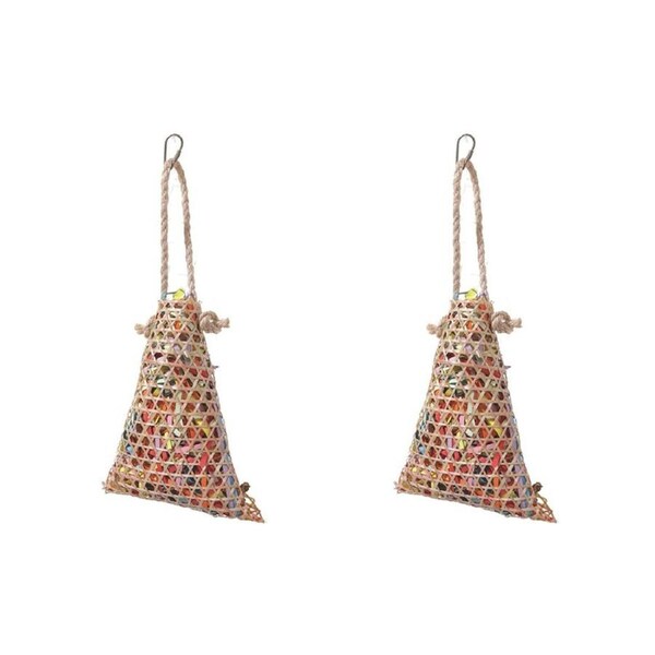 2x Nature Island Handmade Hanging Basket Of Shredding Papers Bird Pet Cage Toy