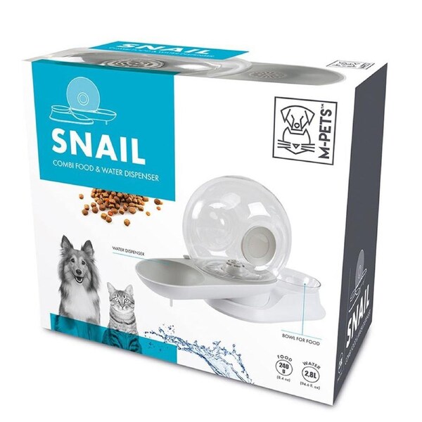 M-Pets 2800ml Snail Combi Cat/Kitten Pet Food & Water Dispenser Feeder Dish