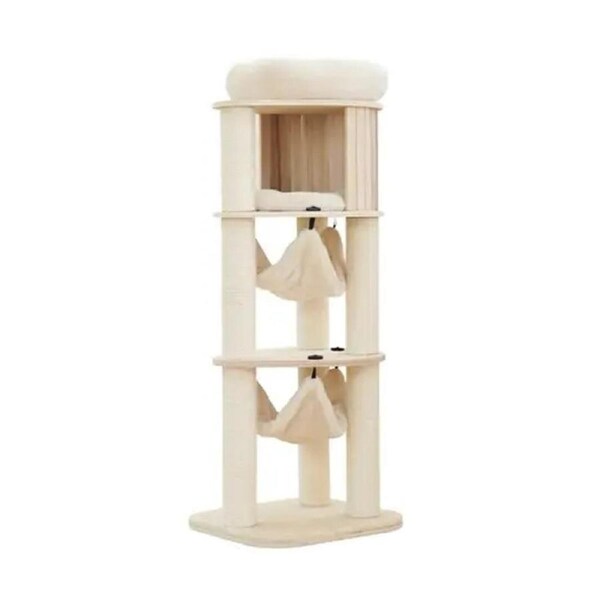 Petsbelle Halfair Solid Wood Sleeping/Scratcher Pet Hideaway Cat Tree Natural