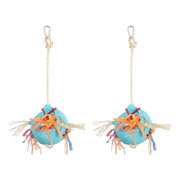 2x Nature Island Party Ball Pinata Bird Pet Interactive Exercise Cage Chew Toy