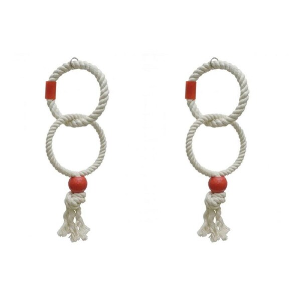 2x Rosewood Cotton Rope 17cm Parrot Ring Twin Swinging/Climbing Parakeet Pet Toy