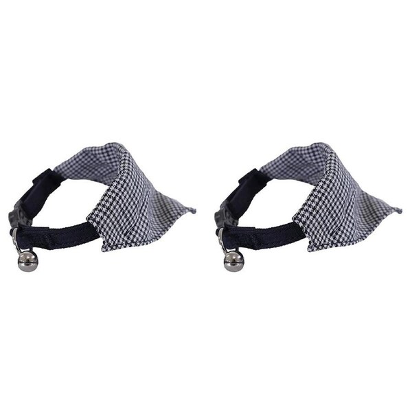 2x Rosewood Designer Dogtooth Quick Release Buckle Cat/Kitten Pet Bandana Grey