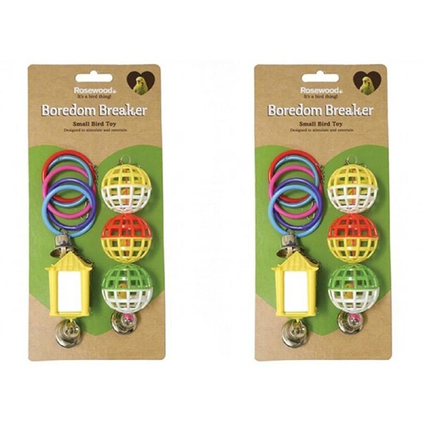 2x 3pc Rosewood Boredom Breaker Bird Pet Interactive Exercise Training Toy Asstd