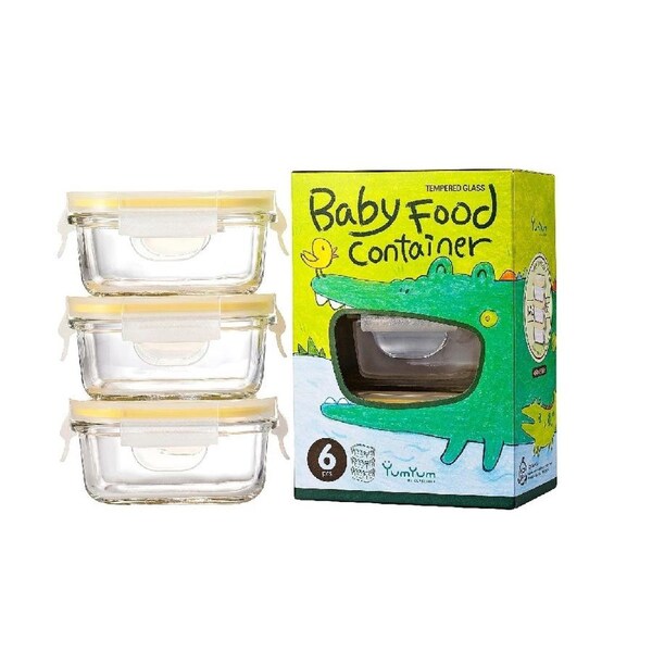 Glasslock 3 Piece Baby Food Container Set With Lids - Rectangle