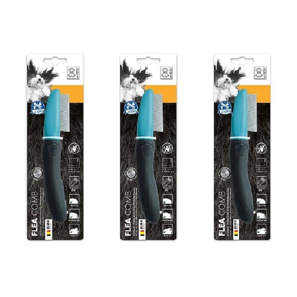 3x M-Pets 19cm Hair Flea Comb Dog/Puppy Cat Pet Grooming Tool Lice Remover Brush