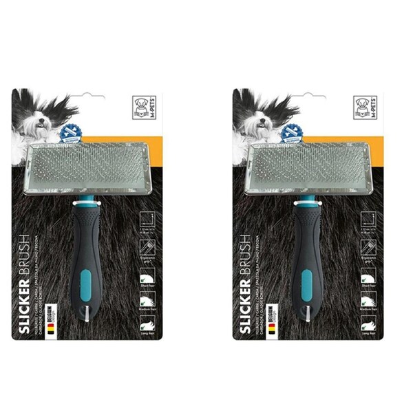 2x M-Pets 18cm Slicker Brush Dog/Puppy Pet Hair Shedding Remover Grooming Tool
