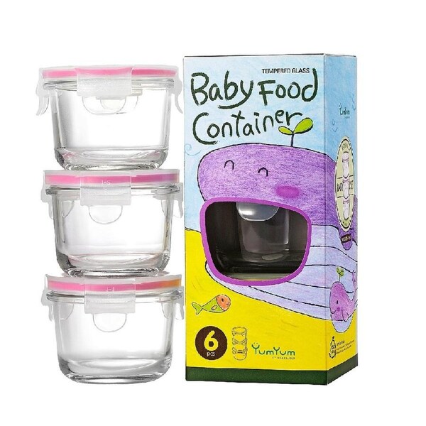 Glasslock 3 Piece Baby Food Container Set With Lids - Round