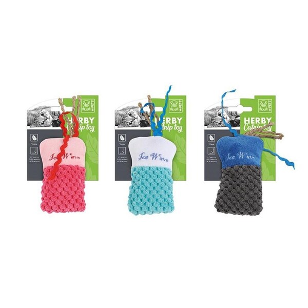 3x M-Pets 15x7cm Herby Polyester Catnip Plush Puffy Cat/Kitten Interactive Toy