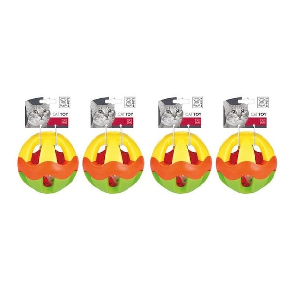 4x M-Pets 12x12cm Cat/Kitten Pet Wave Round Ball Interactive Exercise Fun Toy