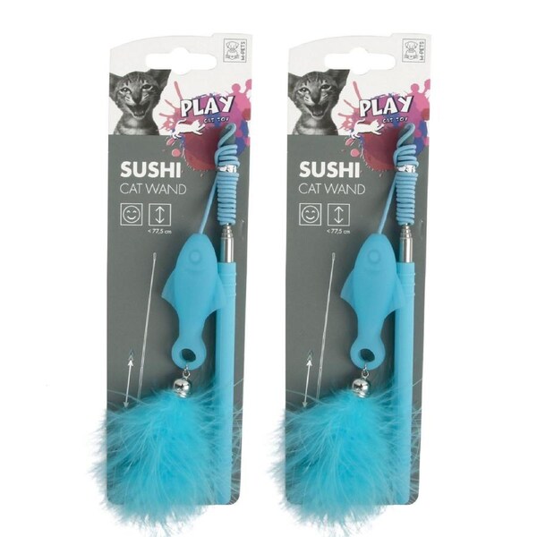 2x M-Pets Sushi Cat/Kitten Pet Plastic Rattle Hunting Bonding Interactive Toy