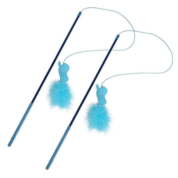 2x M-Pets 43cm Cleo Cat/Kitten Pet Toy Hunting/Teaser Bonding Interactive Wand