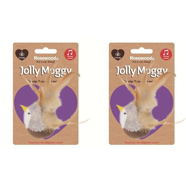 2x Rosewood Catnip Motion Activated Tune Chaser Bird Cat/Kitten Pet Toy Purple