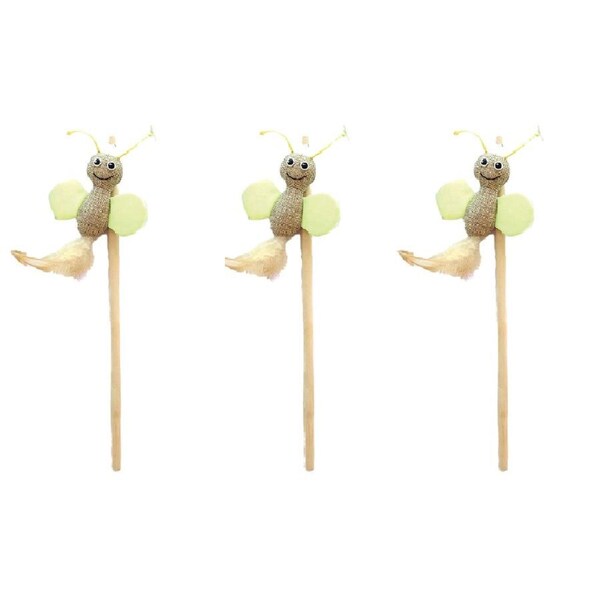 3x M-Pets Butterfly Cat/Kitten Pet Wand Hunting/Teaser Bonding Interactive Toy
