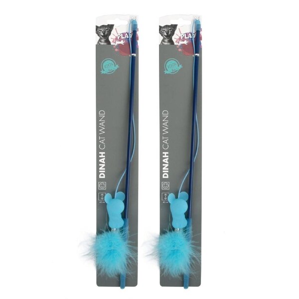 2x M-Pets 43cm Dinah Cat/Kitten Pet Plastic Wand Hunting Bonding Interactive Rod