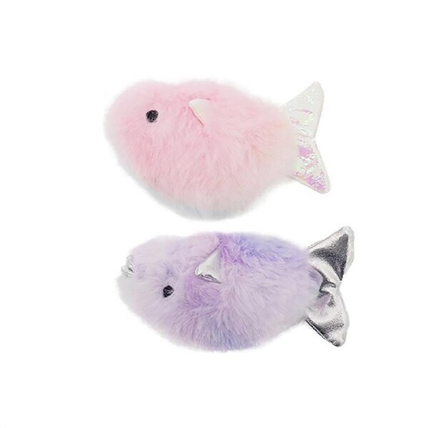 2x Rosewood Under the Sea Twin Rainbow Fish Soft Plush Cat/Kitten Pet Toy Asstd