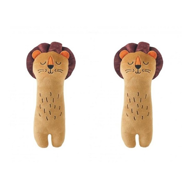 2x Rosewood Eco Friendly Pet/Cat Lion Plush Kicker Interactive Play Toy Brown
