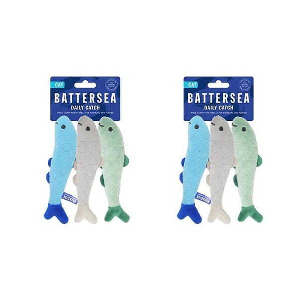 2x 3pc Rosewood Battersea Fish Catnip Daily Catch Interactive Cat/Kitty Pet Toy