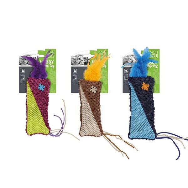 3x M-Pets 15cm Polyester Herby Catnip Fur Cat/Kitten Pet Plush Interactive Toy